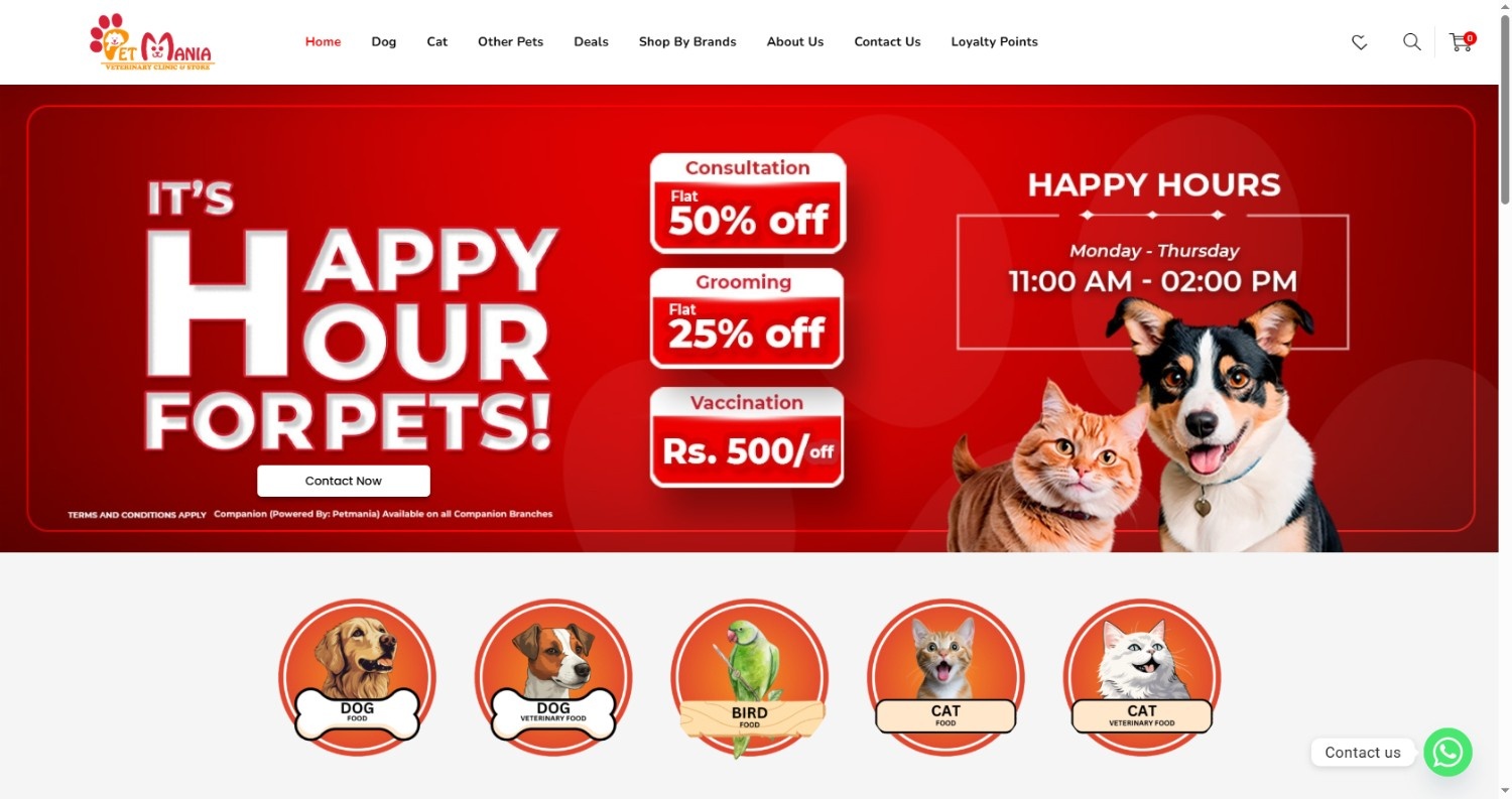 petmania.pk Website header